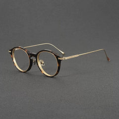 Vinny Vintage Acetate Titanium Glasses Frame Oval Frames Southood Leopard Gold 