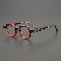 Xeno Handmade Vintage Acetate Glasses Frame Geometric Frames Southood Red 