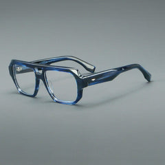 Yuan Retro Rectangle Acetate Glasses Frame Aviator Frames Southood Blue Tortoiseshell 