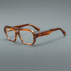 Yuan Retro Rectangle Acetate Glasses Frame Aviator Frames Southood Yellow Tortoiseshell 