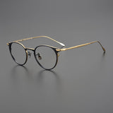 Zeke Vintage Titanium Glasses Frame Round Frames Southood Black gold 