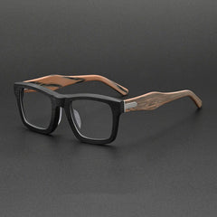 Zizou High Quality Vintage Acetate Glasses Rectangle Frames Southood Black Wood Grain 