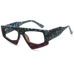 Zoro Personality Irregular Glasses Frame Geometric Frames Southood Green-leopard 